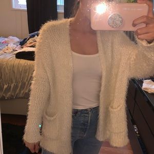 Hollister Ivory fuzzy cardigan